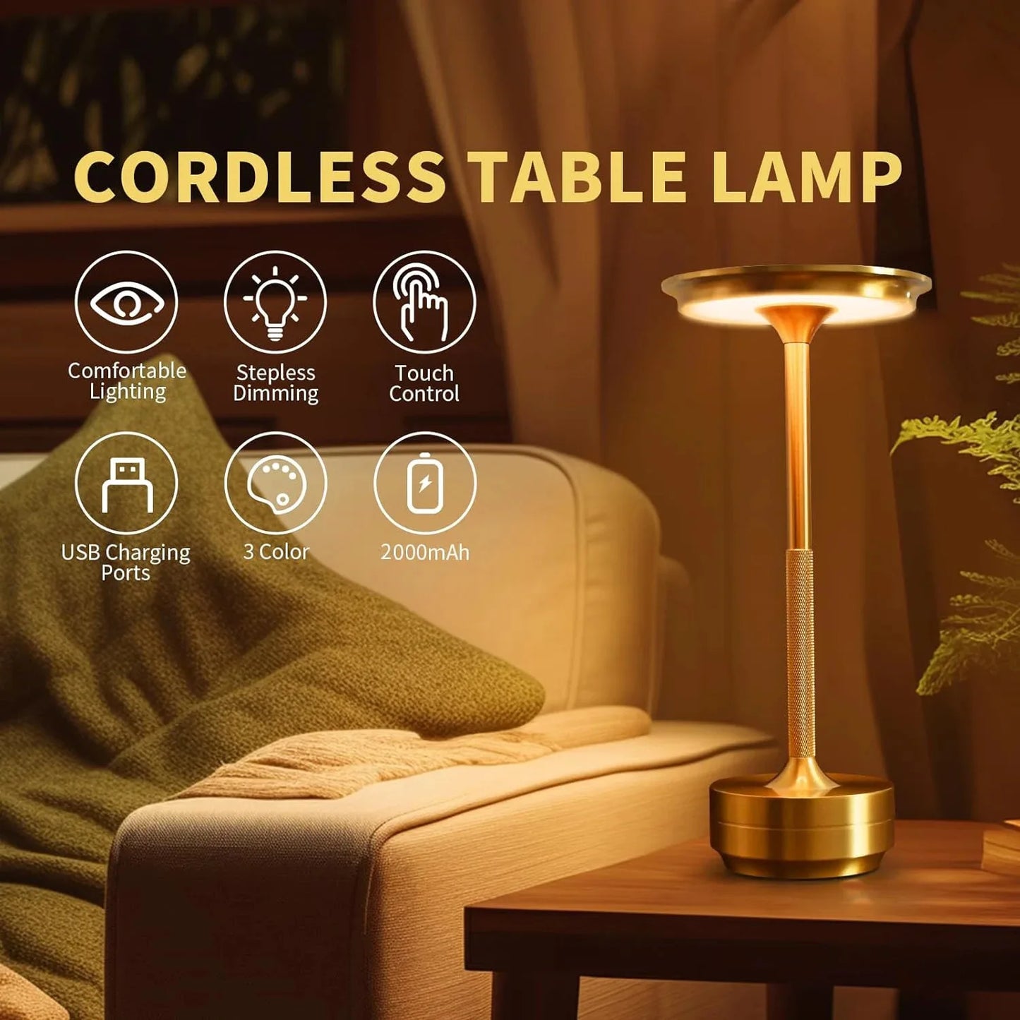 Hph Metal Touch Dimming Rechargeable Led Desktop Lamp