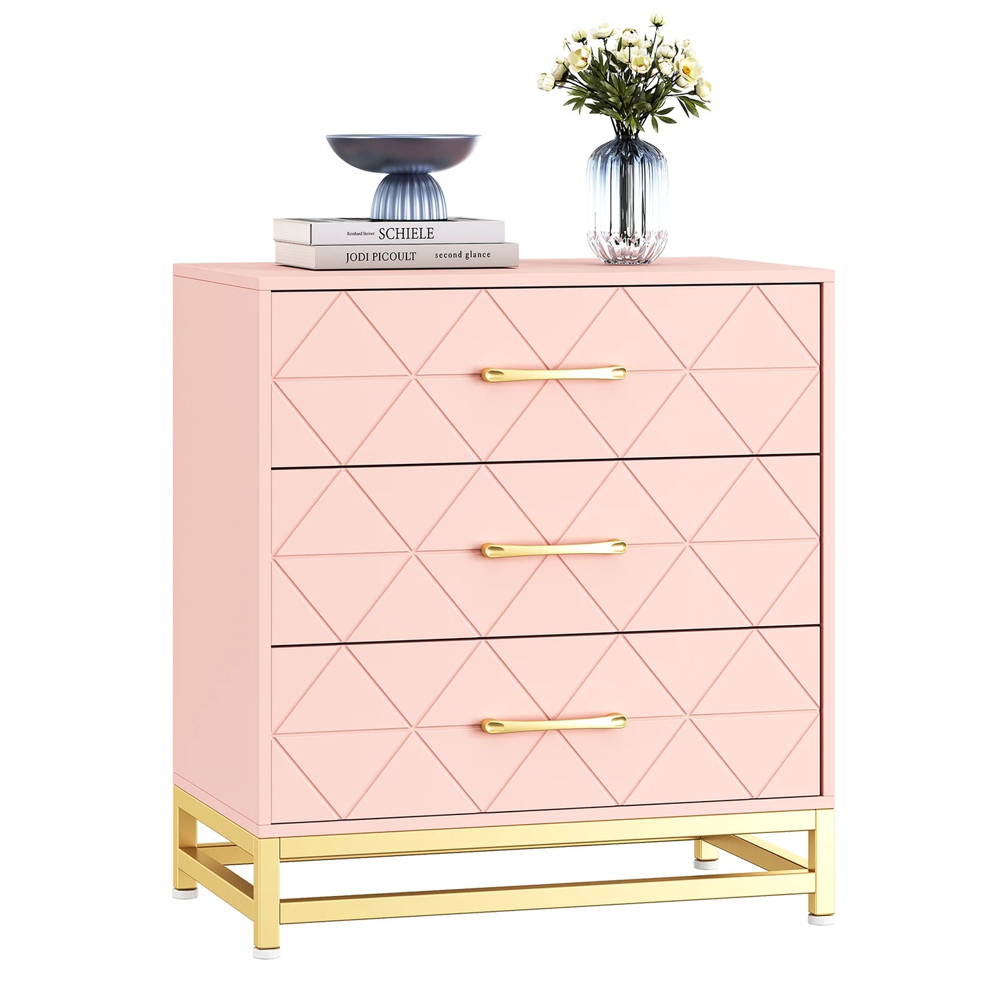 Studyset Modern 3-Drawer Dresser Wood Chest For Living Room