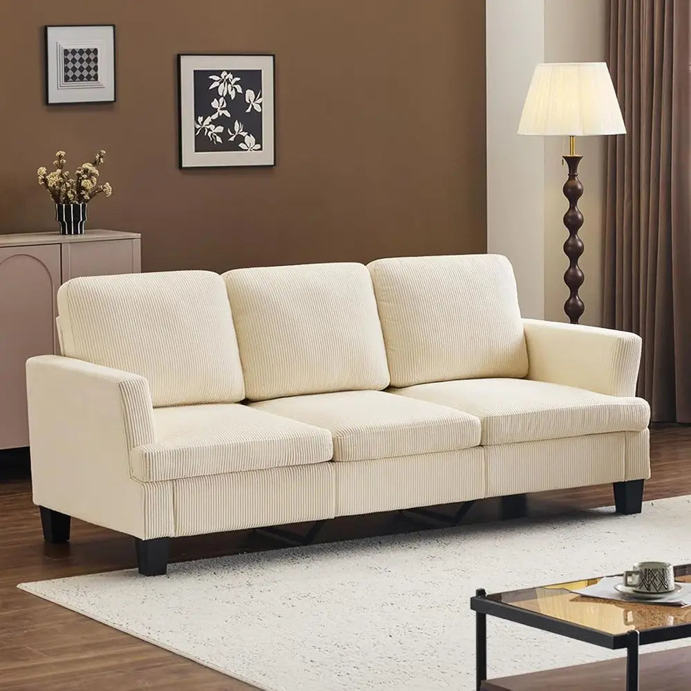 Premium Corduroy Three Seater Couch For Small Spaces