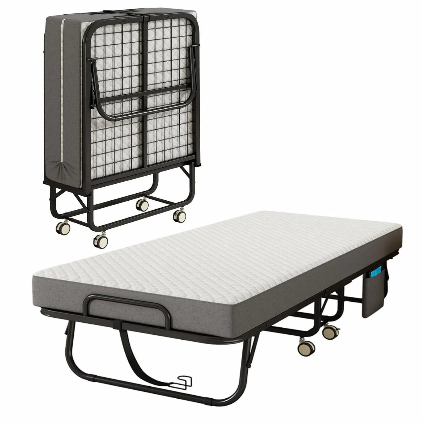 Foldable Rollaway Guest Bed With Memory Foam Mattress
