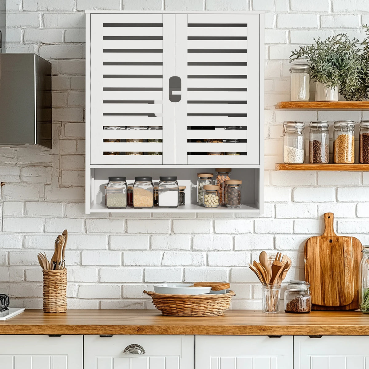 Wall Mounted Bathroom Cabinet With Adjustable Shelves Double Door