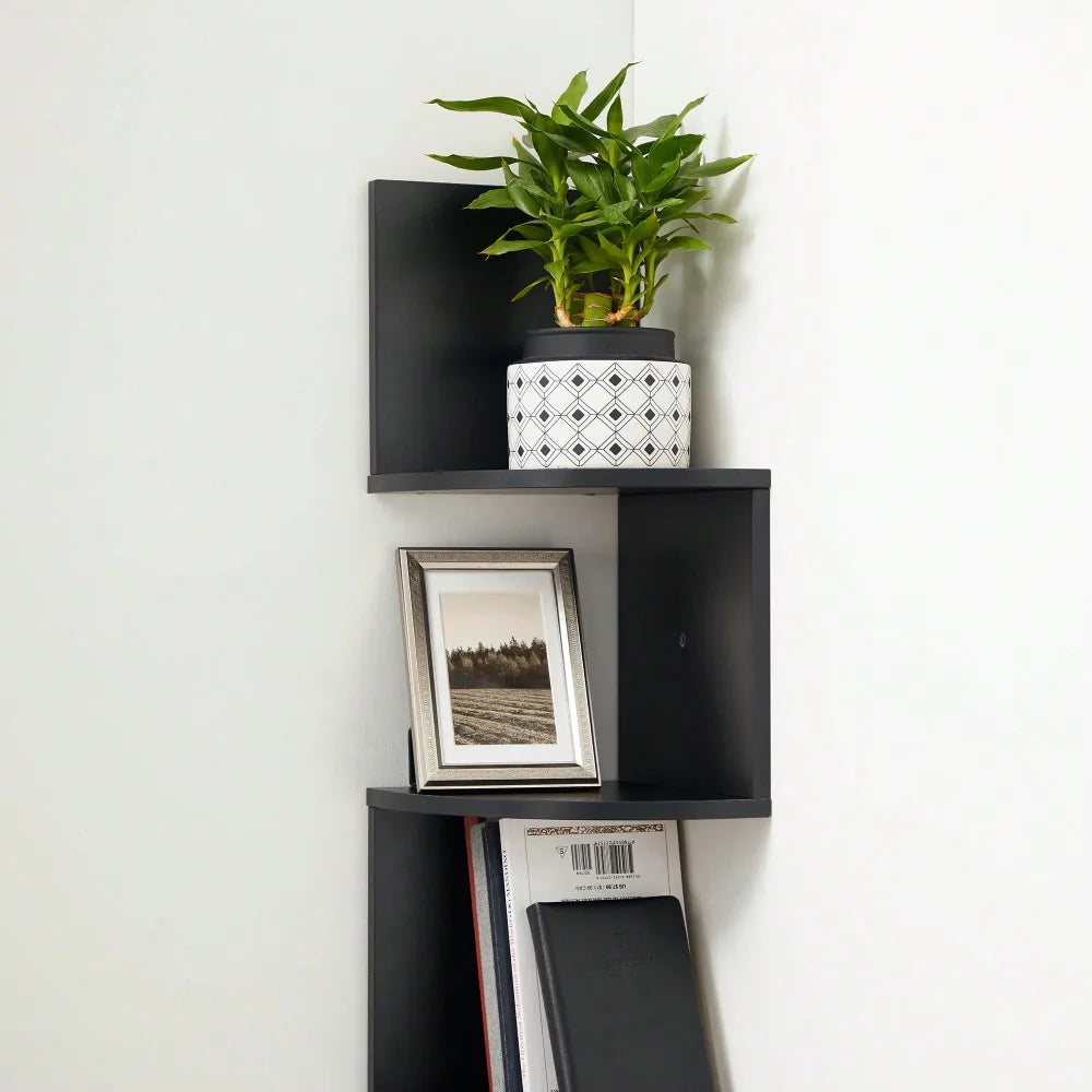 XMSJ Corner Shelf Wall Mount 5-Tier Floating Bookshelf