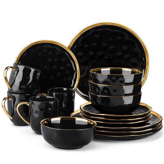 Malacasa Porcelain Dinnerware Set 16 32 Piece Gold Trim