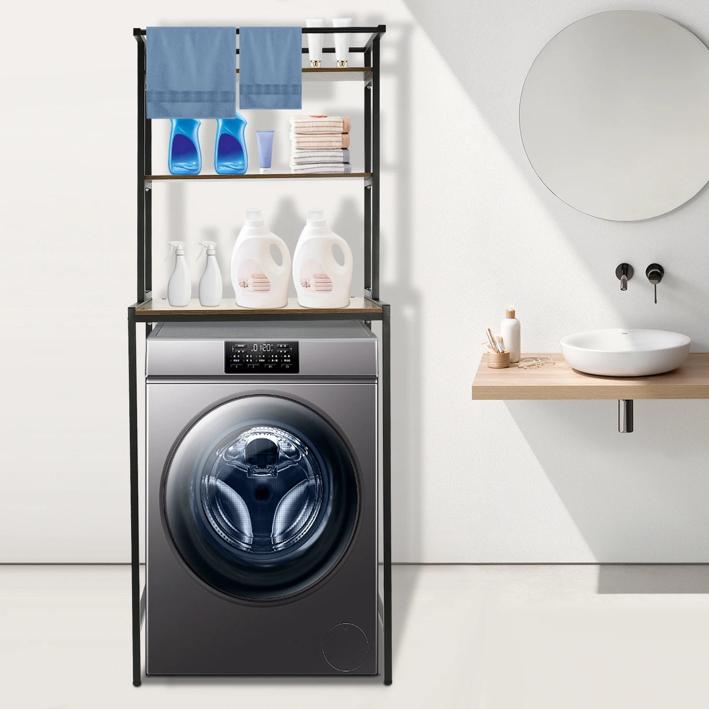 Triple Tier Washer Dryer Storage Shelf For Laundry Room