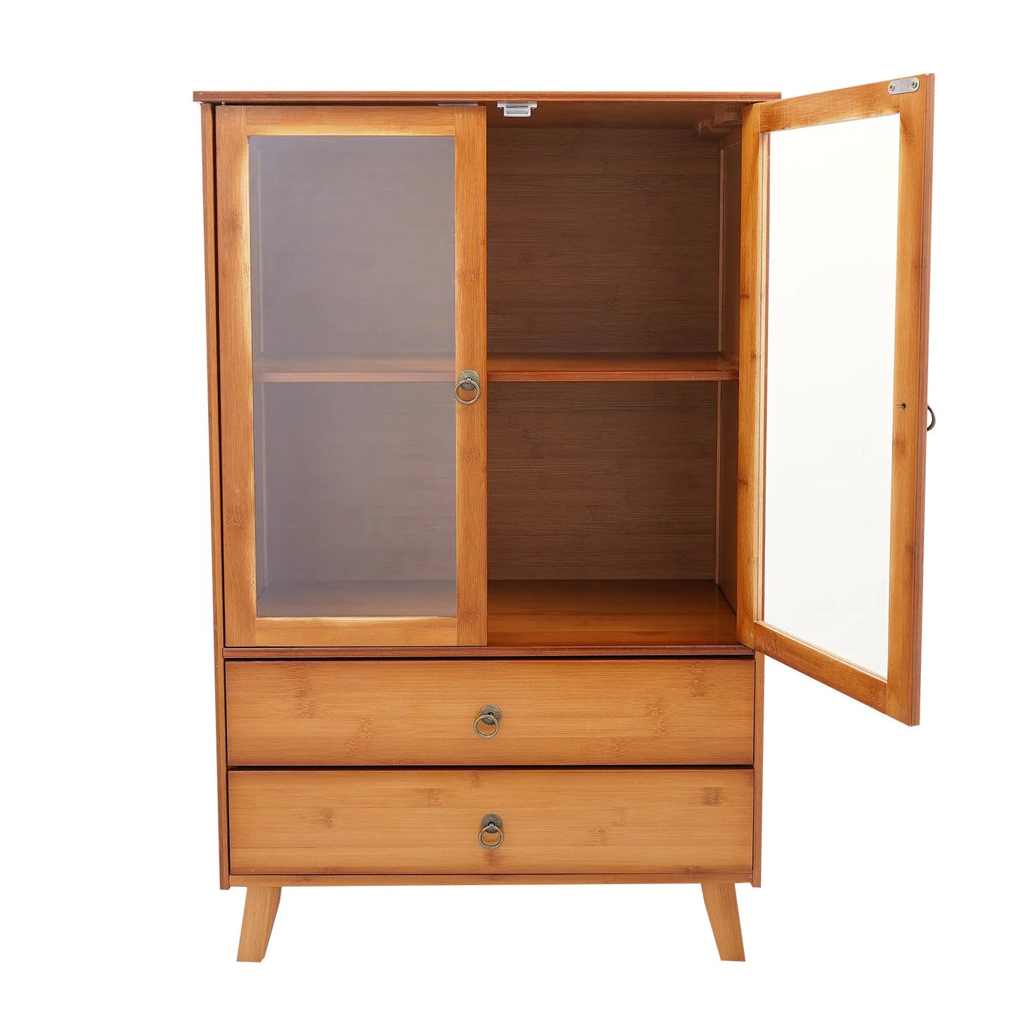 Bymaocar Retro Kitchen Sideboard With Drawers Bamboo MDF Storage