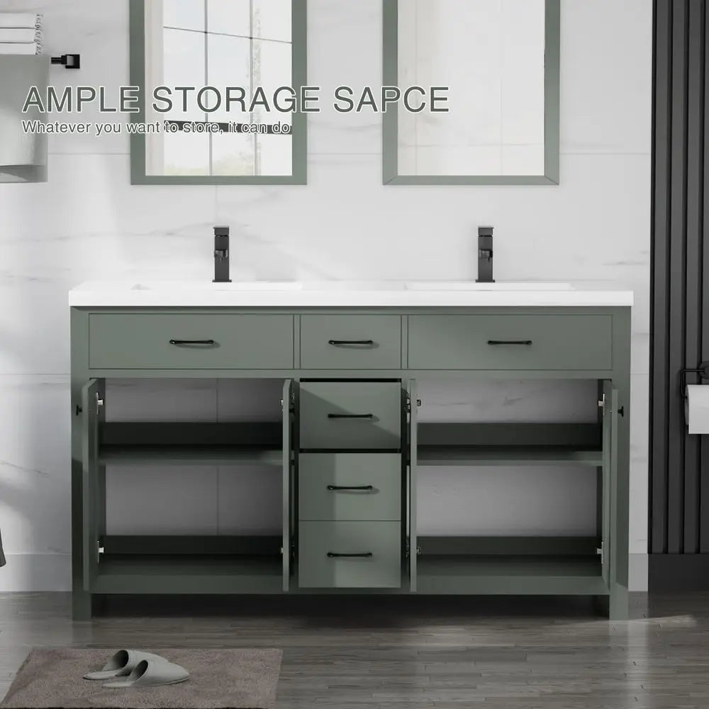 Double Sink Bathroom Vanity Cabinet With Four Doors And Drawers