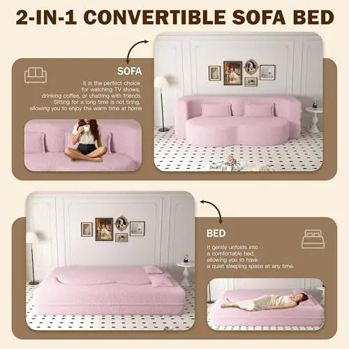 CN Convertible Floor Sofa With Two Cushions And Mattress