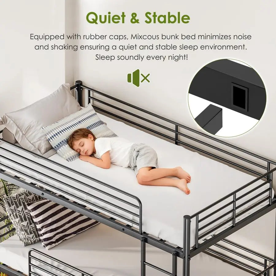 MBVM Metal Triple Bunk Bed For Kids SlatSupport Plus