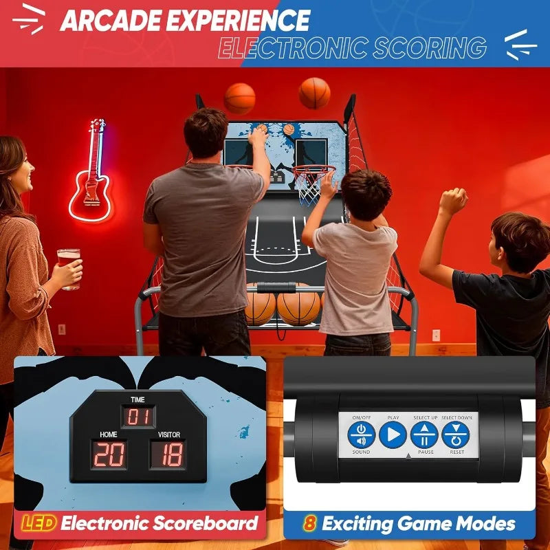 JupiterForce Foldable Indoor Basketball Arcade Game With 4 Balls