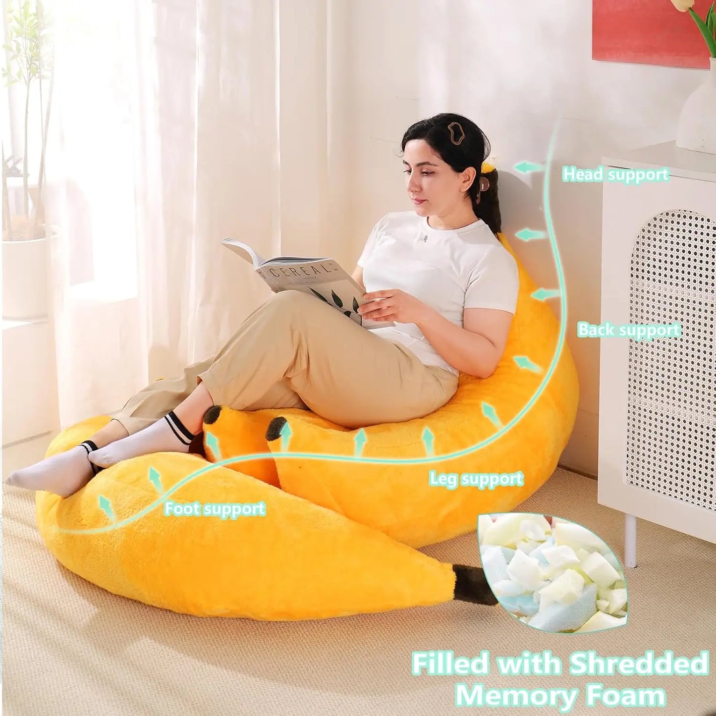 Banana Bean Bag Chair With Ottoman Convertible Sofa Bed