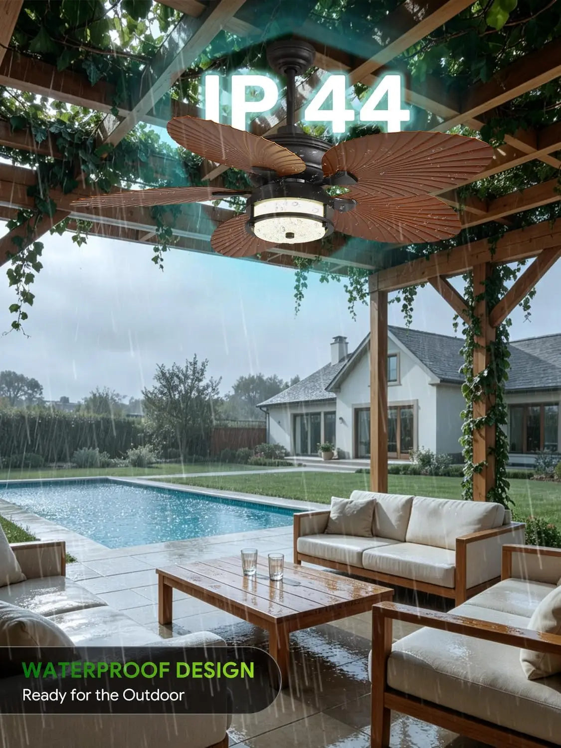 Orison Outdoor Ceiling Fan With Dimmable LED Lighting