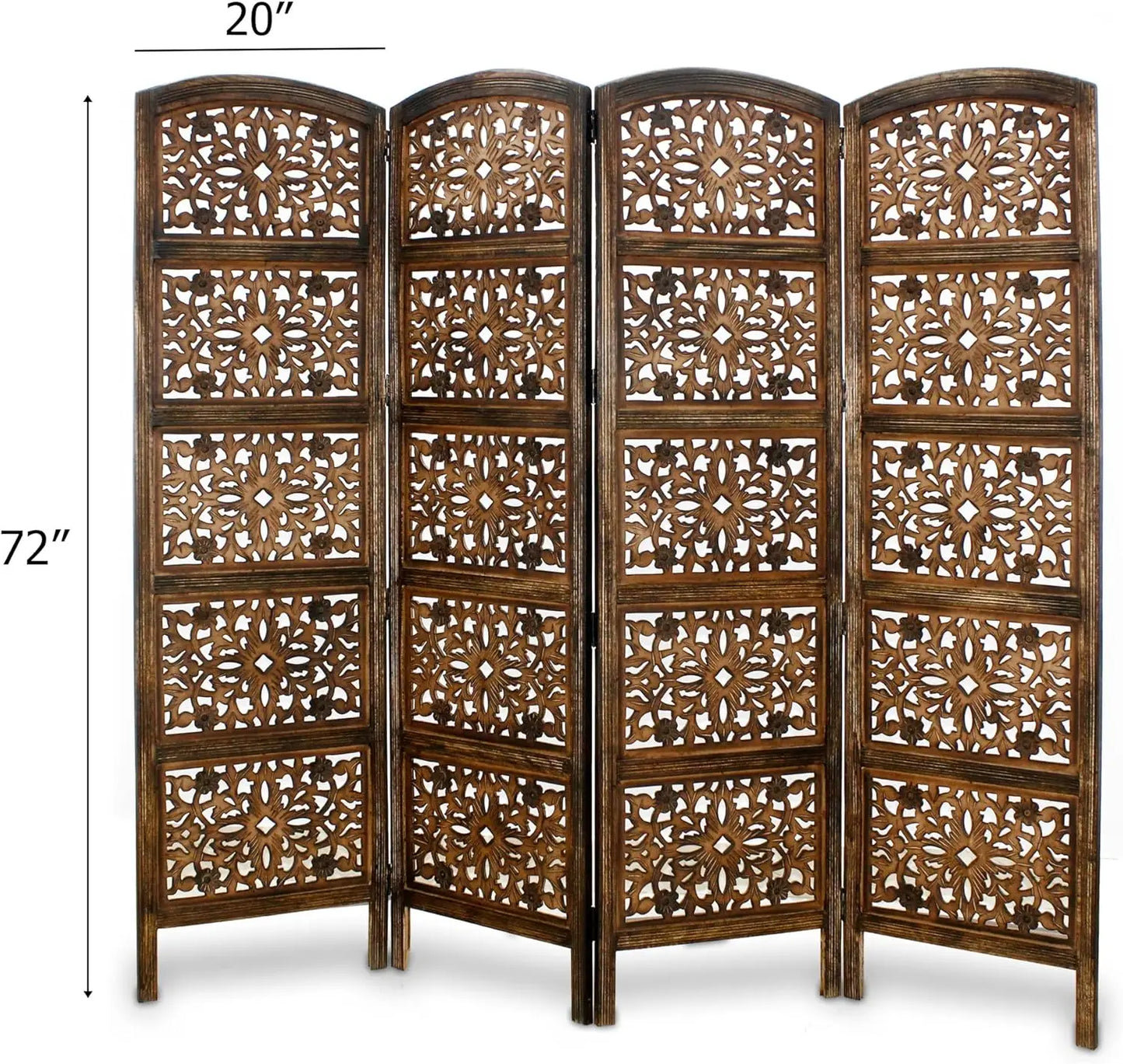 Hand Carved Wood Room Divider Screen Portable Privacy Partition