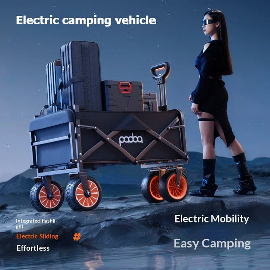 Electric Folding Trolley Cart Wagon Four Wheel Outdoor Utility