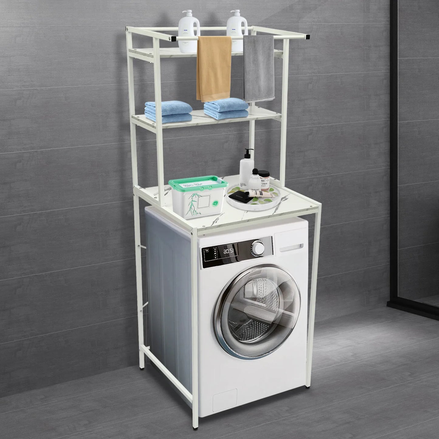 Over Washer Dryer Storage Shelf Three Tier Bathroom Organizer