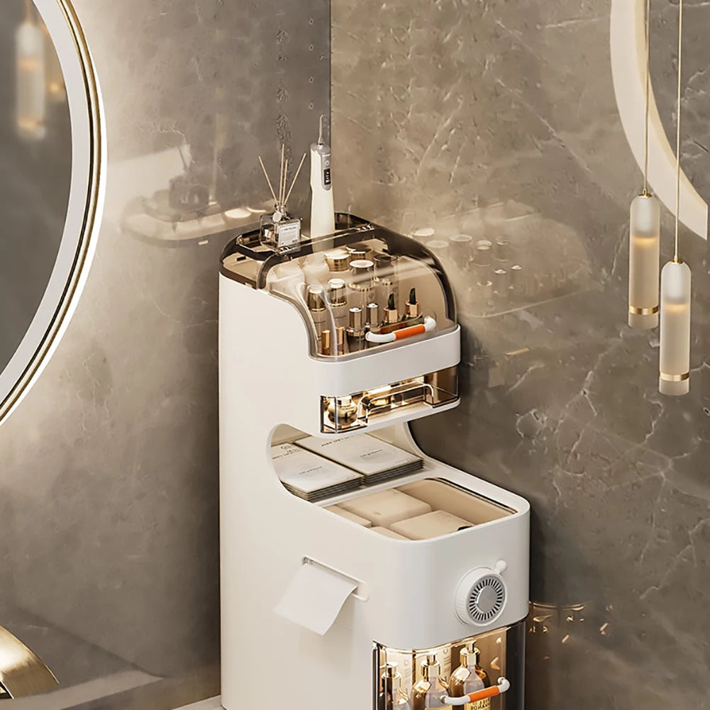 Narrow Bathroom Floor Storage Cabinet with Wheels