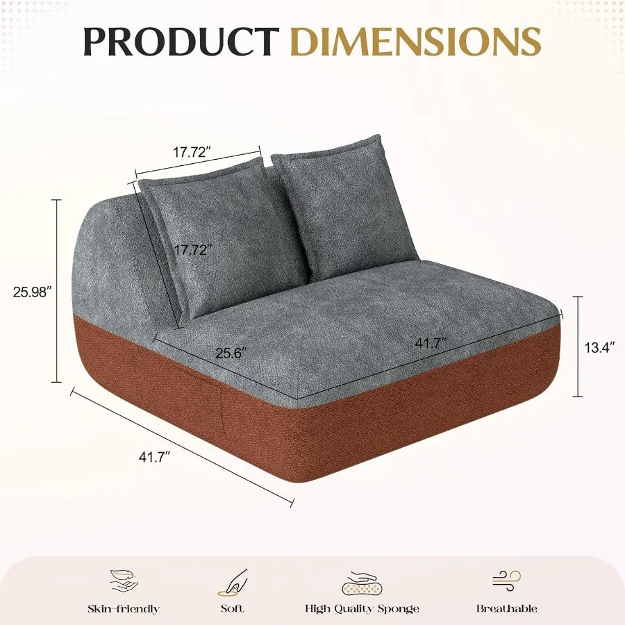 XIUWO Armless Loveseat Sofa With Side Pocket Living Room