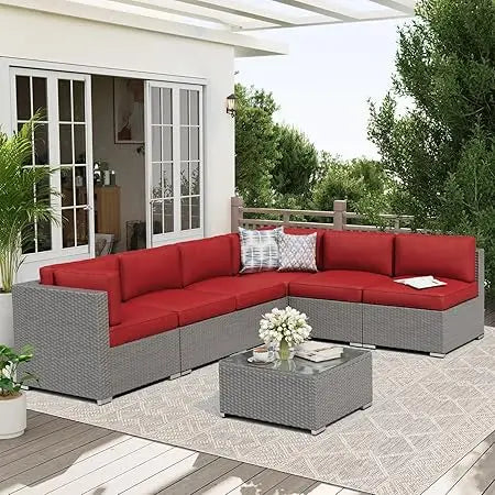 Outdoor Patio Furniture Set With Glass Top Table Cushions