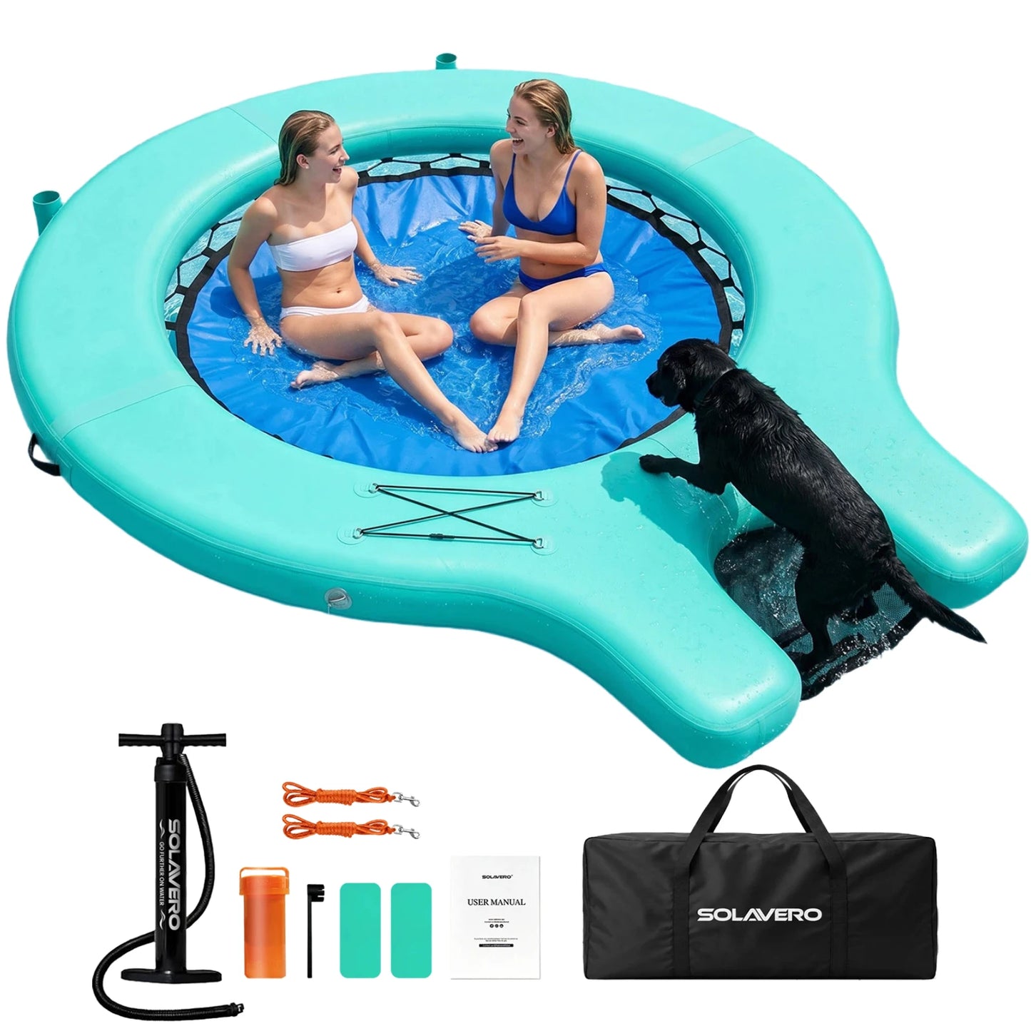 Inflatable Floating Dock Portable Platform With Cupholder Carry Bag