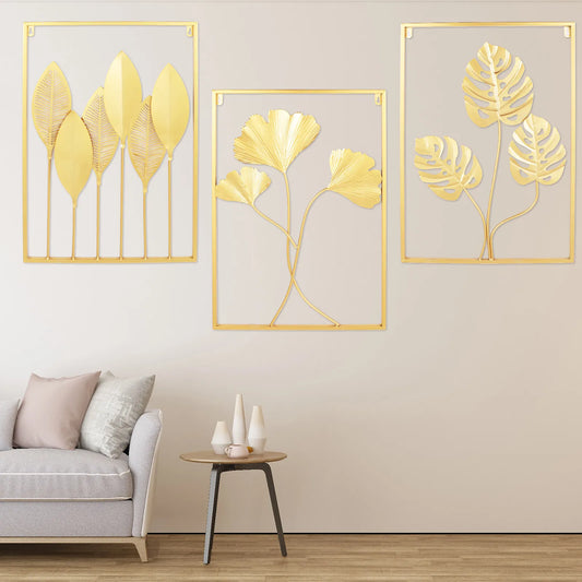 Iron Leaf Wall Decor Set For Entryways And Bedrooms