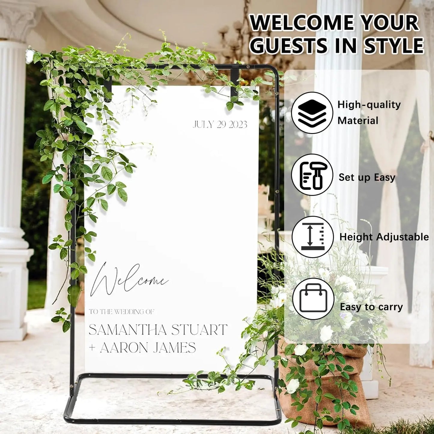Hign-concerned Superpremium Wedding Welcome Sign Display Stand Durable Exhibition