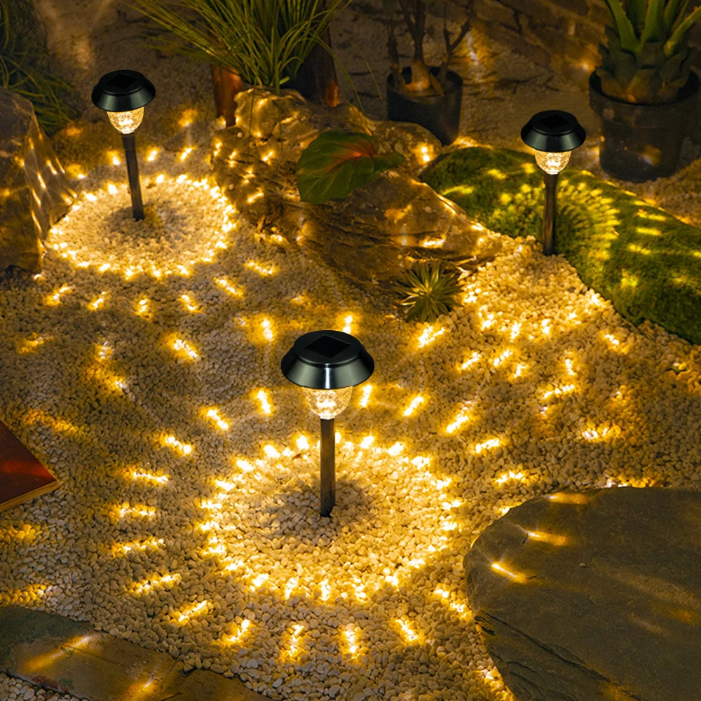 Solar Powered Stainless Steel RGB Garden Lights Yard Stakes
