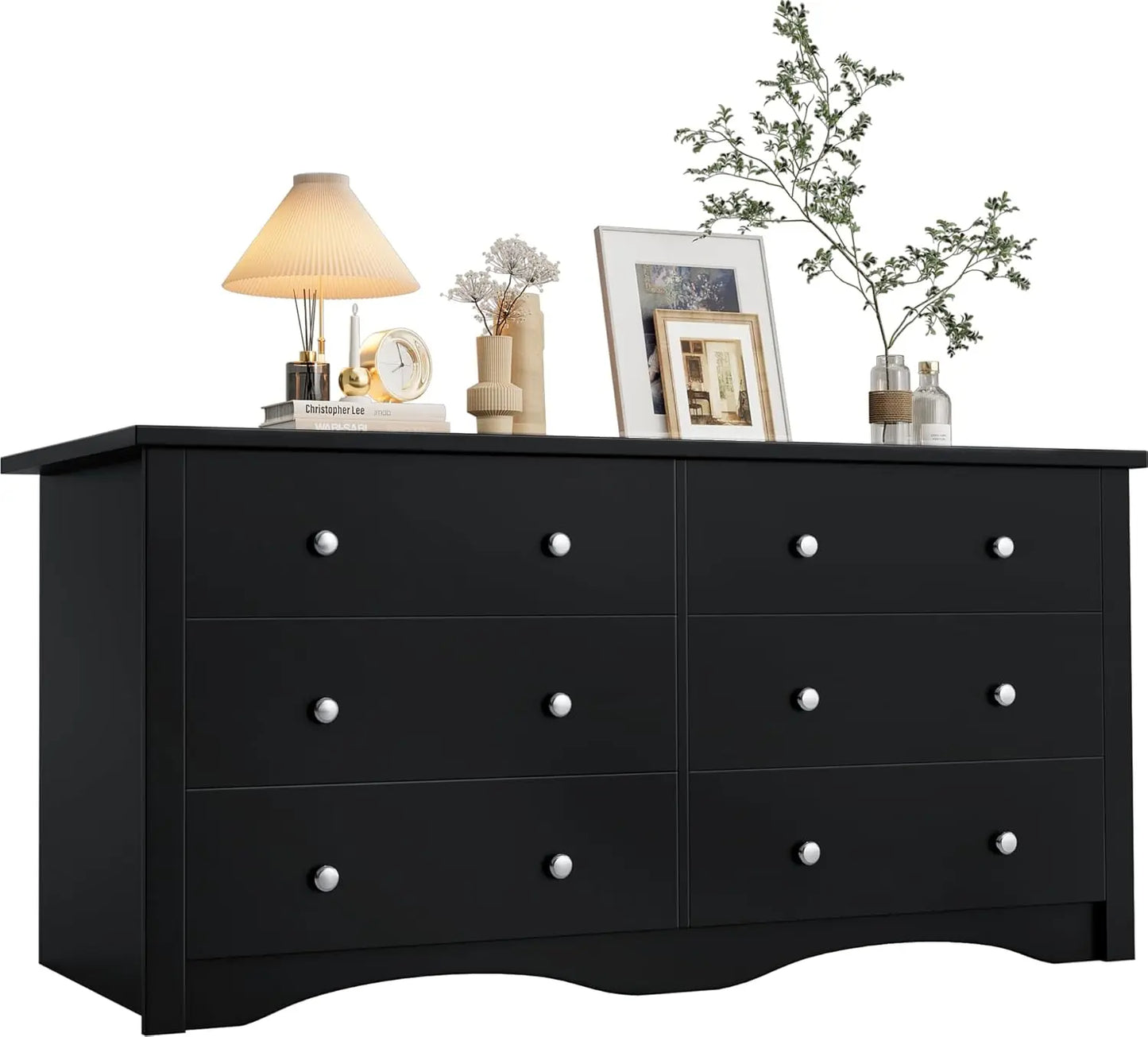 Wood Six Drawer Dresser for Bedroom and Hallway Storage
