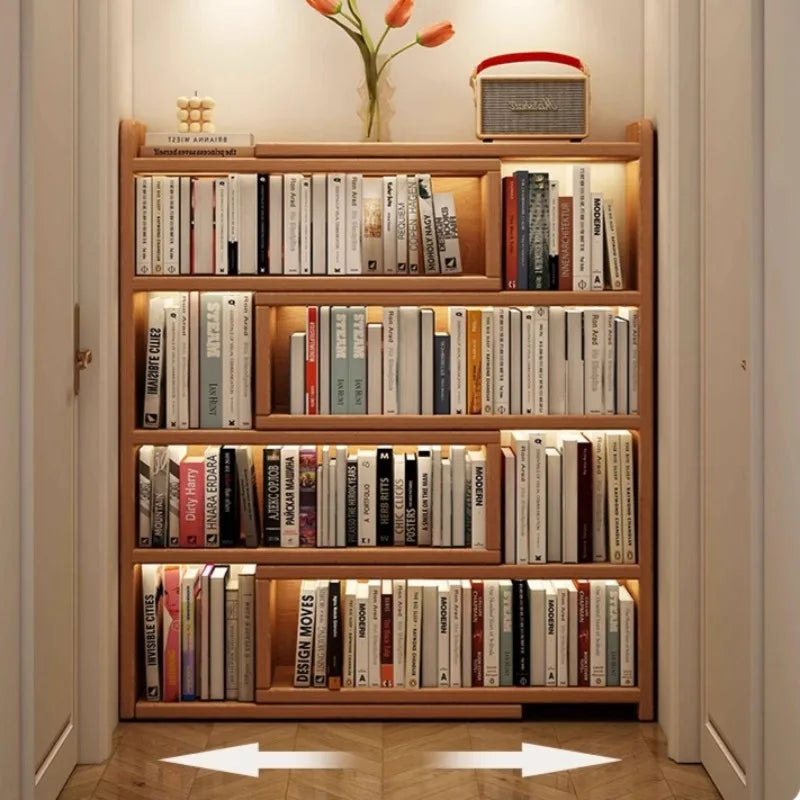 Solid Wood Corner Bookshelf Wall Mounted Storage Cabinet