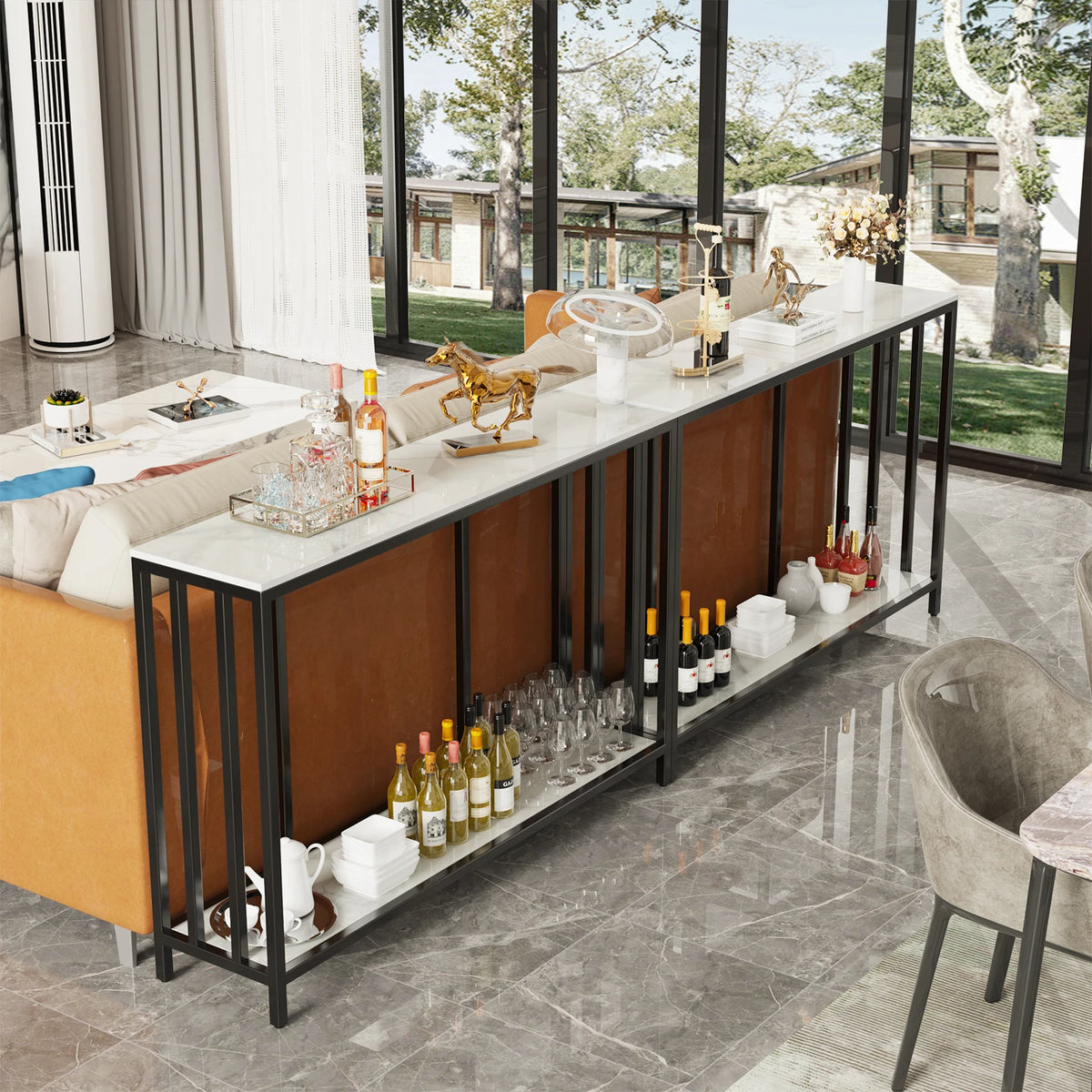 Wisfor Modern Sintered Stone Console Table with Metal Base