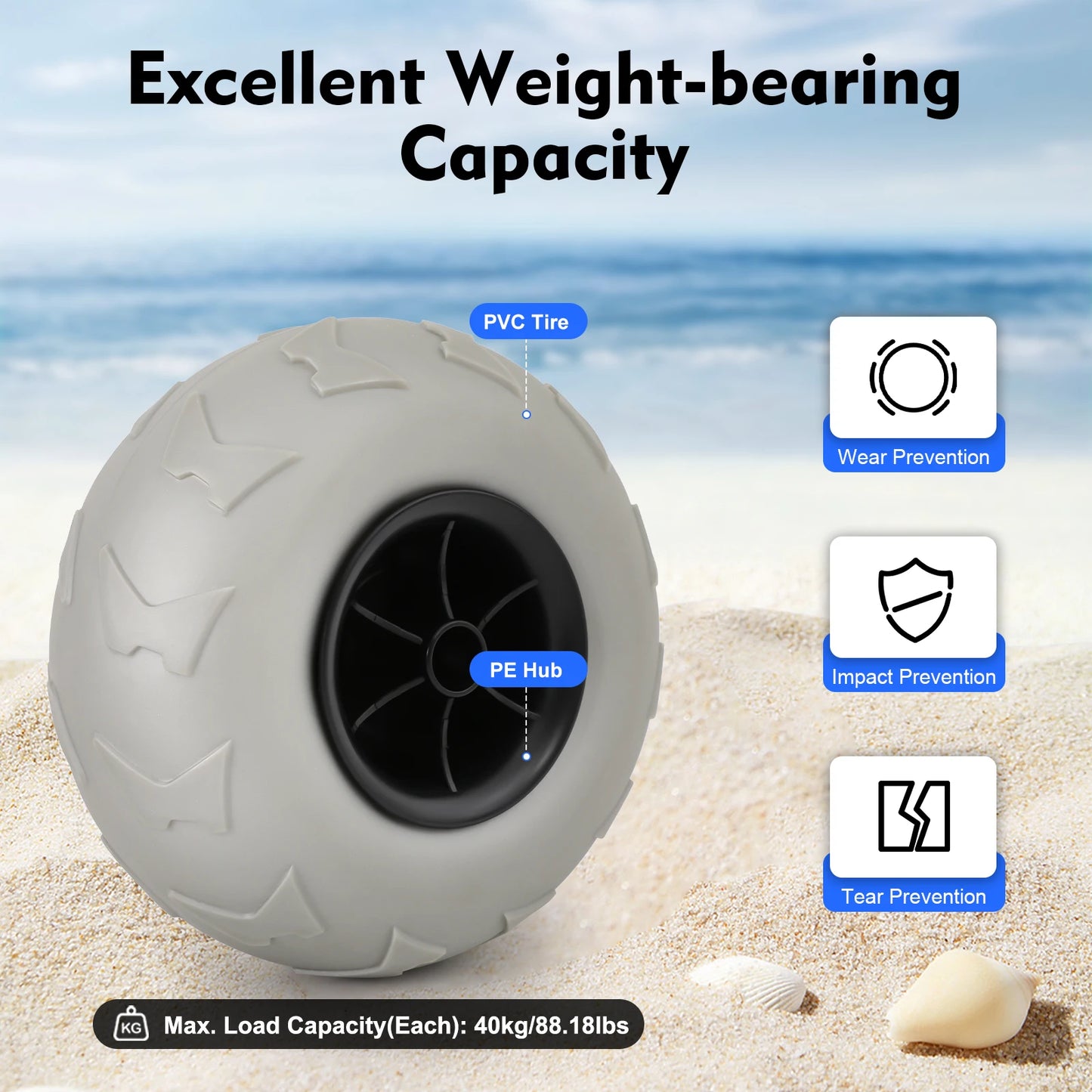 Beach Cart Replacement Inflatable Wheels Set