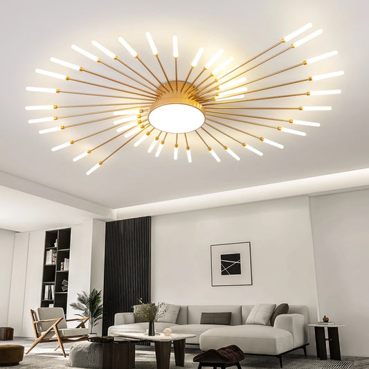 Modern LED Ceiling Light Fixture in Gold and Black for Home Decoration
