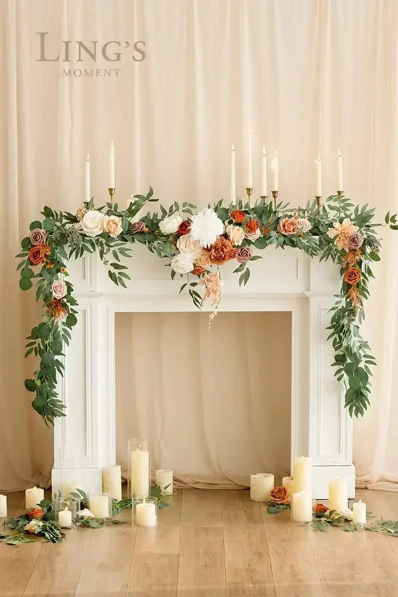 Fall Floral Garland Backdrop Wedding Arch Eucalyptus Rose