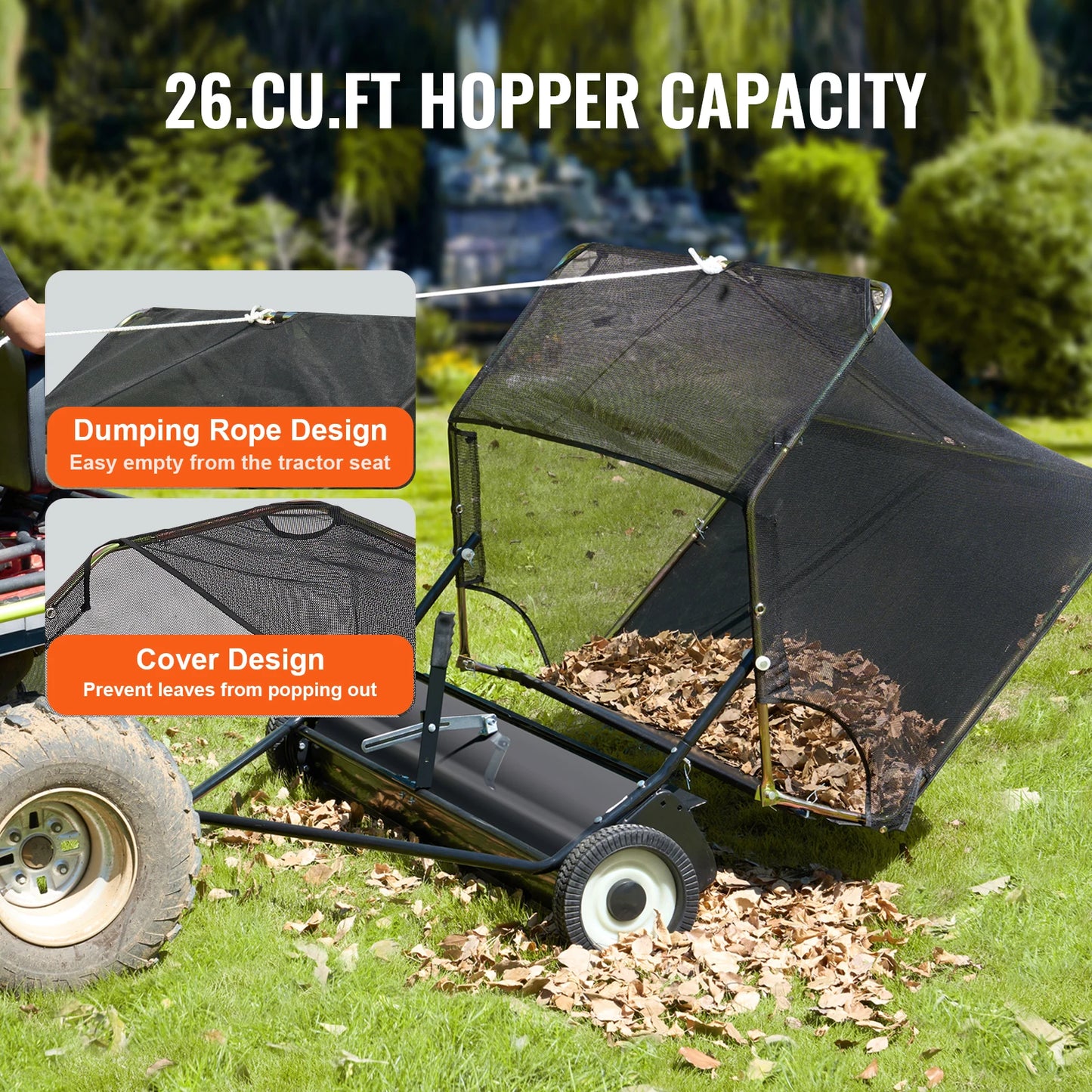 SucceBuy Lawn Sweeper Tow Behind Debris Collector Heavy