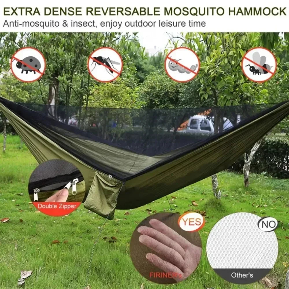 Outdoor Camping Hammock 2 Person With Mosquito Net Portable