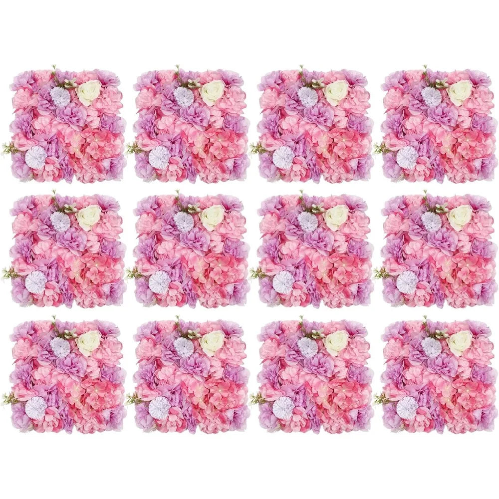 NONECN 12Pcs Flower Wall Panel 3D Backdrop Silk Hydrangea