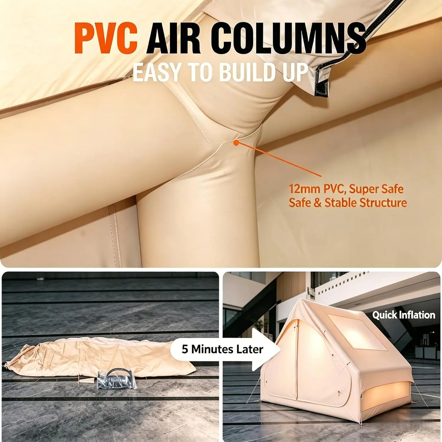 Inflatable Tent With Panoramic Skylight For Family Camping