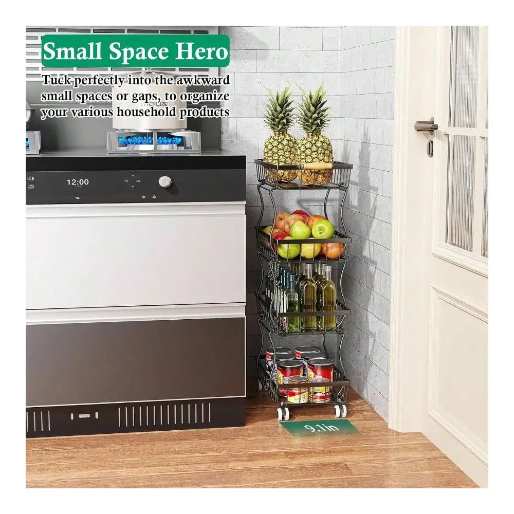 XMSJ 4 Tiered Kitchen Island Cart On Wheels Pantry