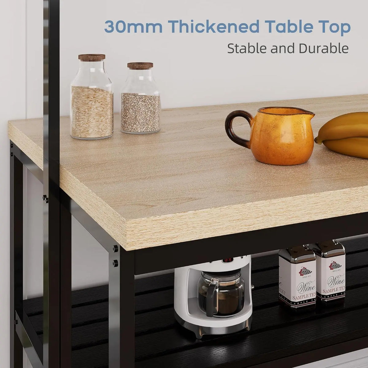 HiMISS Kitchen Island Bakers Rack Microwave Stand Storage Shelves