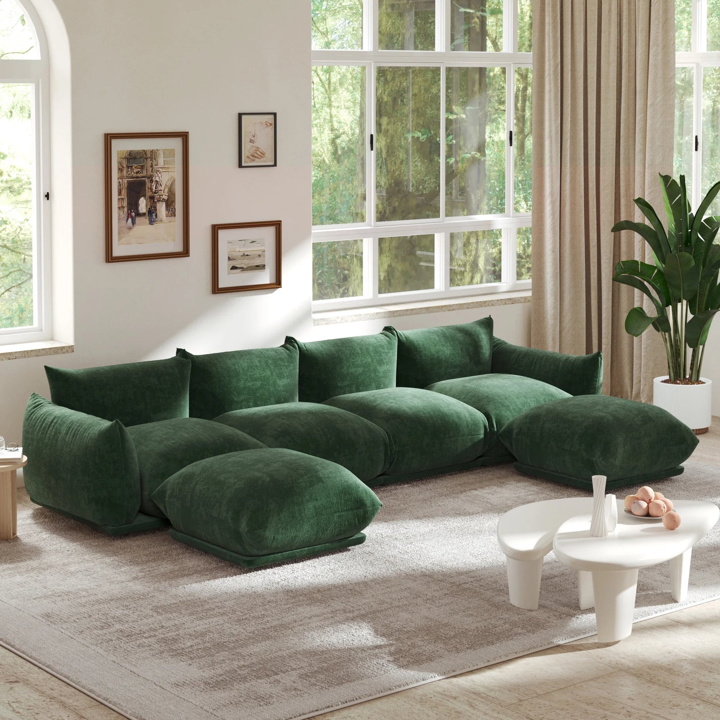 CN Guangdong Sectional Sofa Chenille U Shaped Comfort