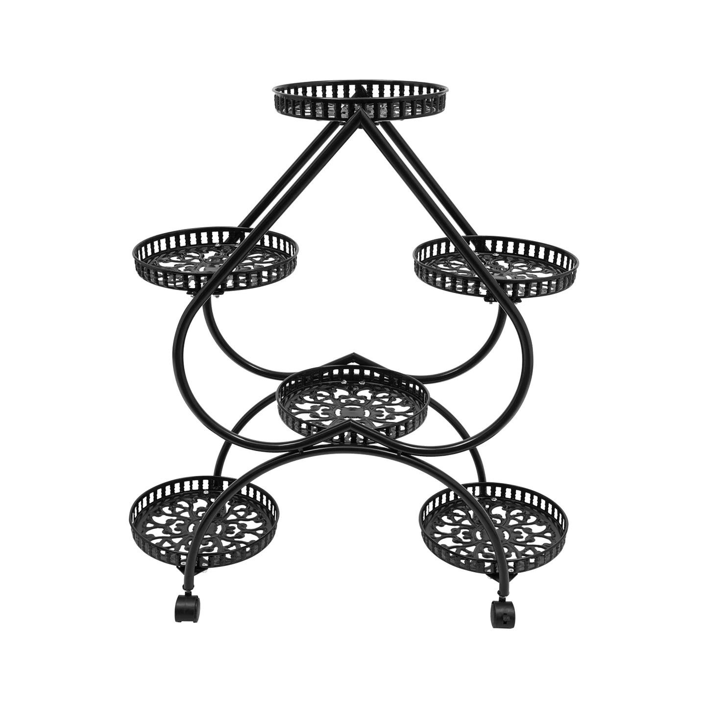 Sturdy Metal Quad Tier Heart Flower Pot Stand Patio