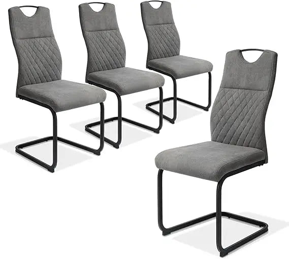 Modern Armless Dining Chairs Set of 2 Upholstered In PU Leather For Kitchen