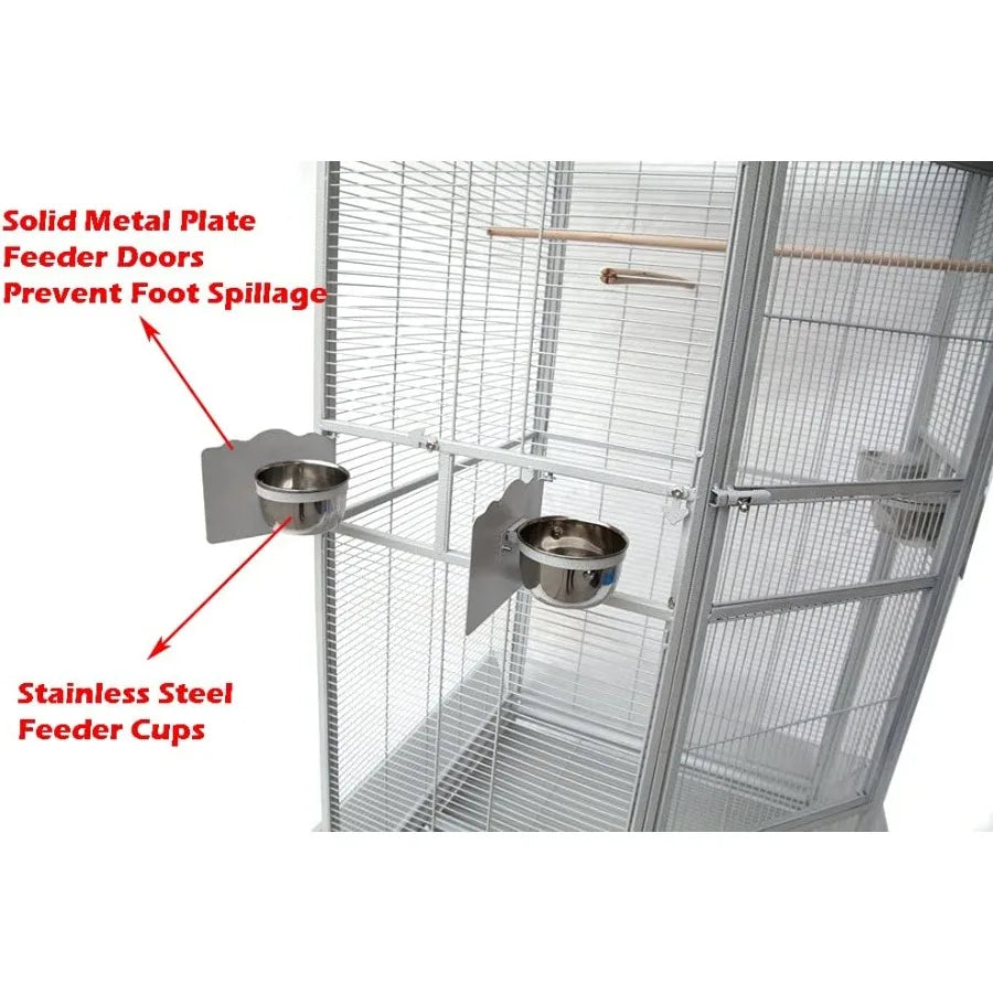 NONECN Stainless Steel Parrot Cage With Corner Flight