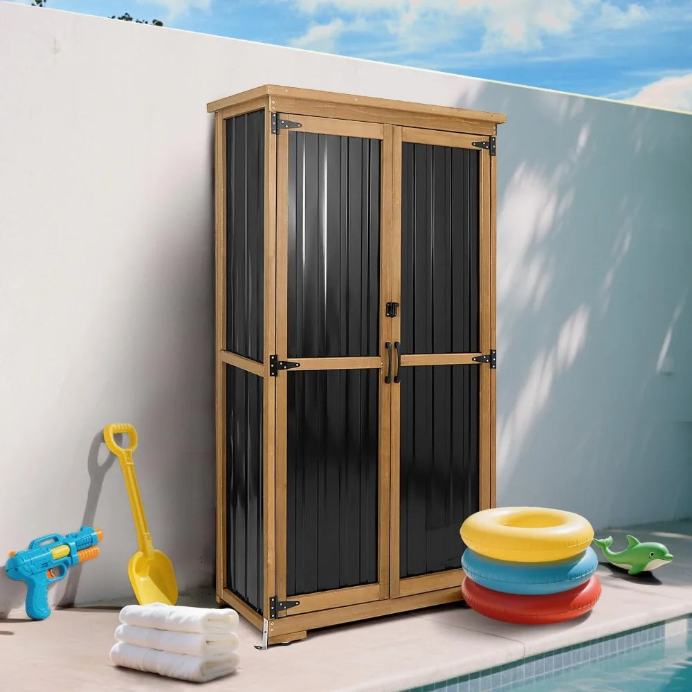 Outdoor Storage Cabinet Weatherproof With Shelves