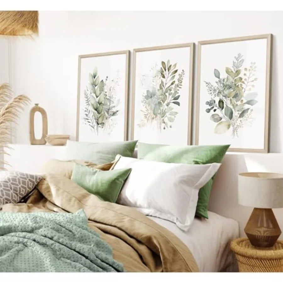 Boho Floral Triptych Canvas Prints For Living Room