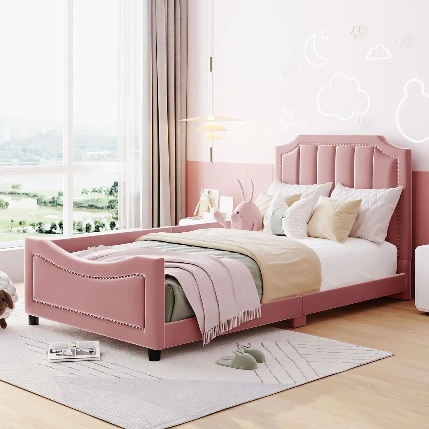 Upholstered Bed Frame With Belgrave Headboard And Slats