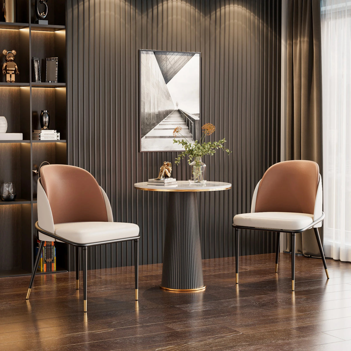 Modern Faux Leather Dining Chairs With Padded Upholstery
