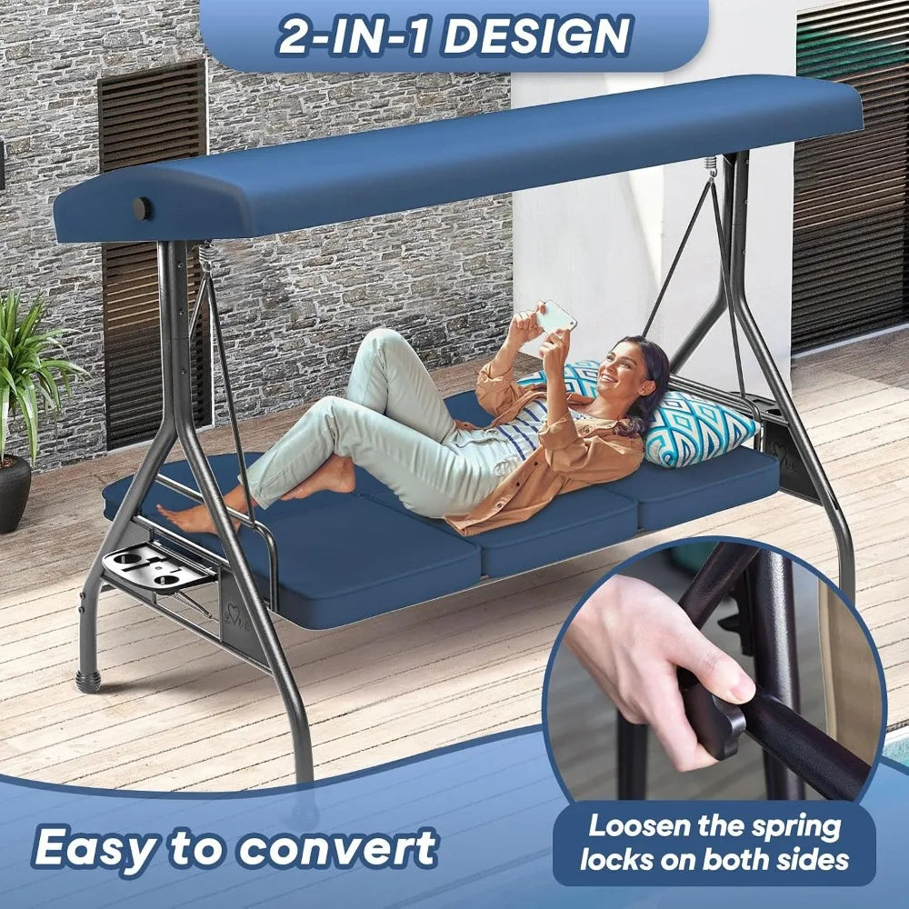 Patio Swing With Stand And Canopy 800lb Capacity Durable