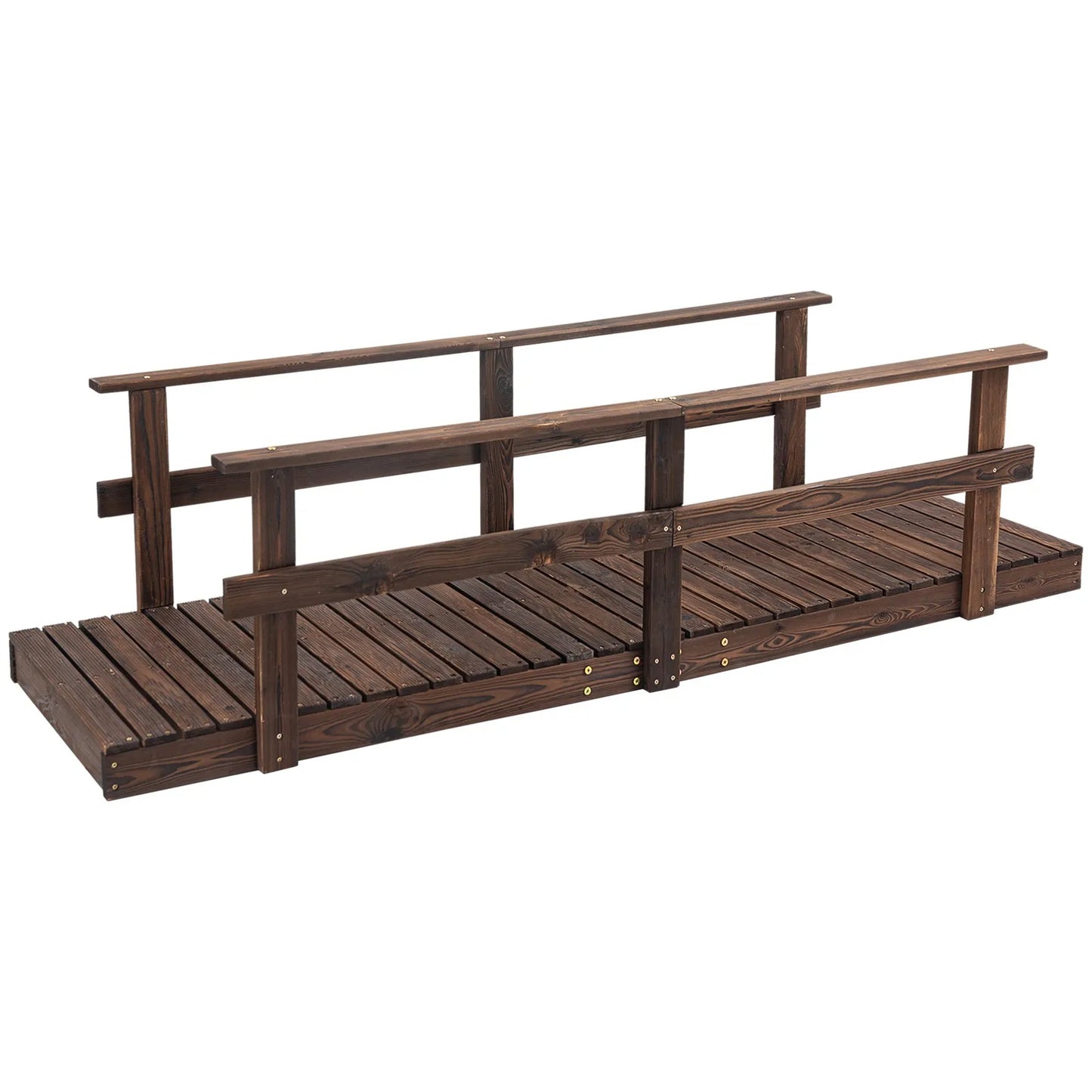 Wood Garden Bridge With Side Rails Footbridge Durable Weatherproof