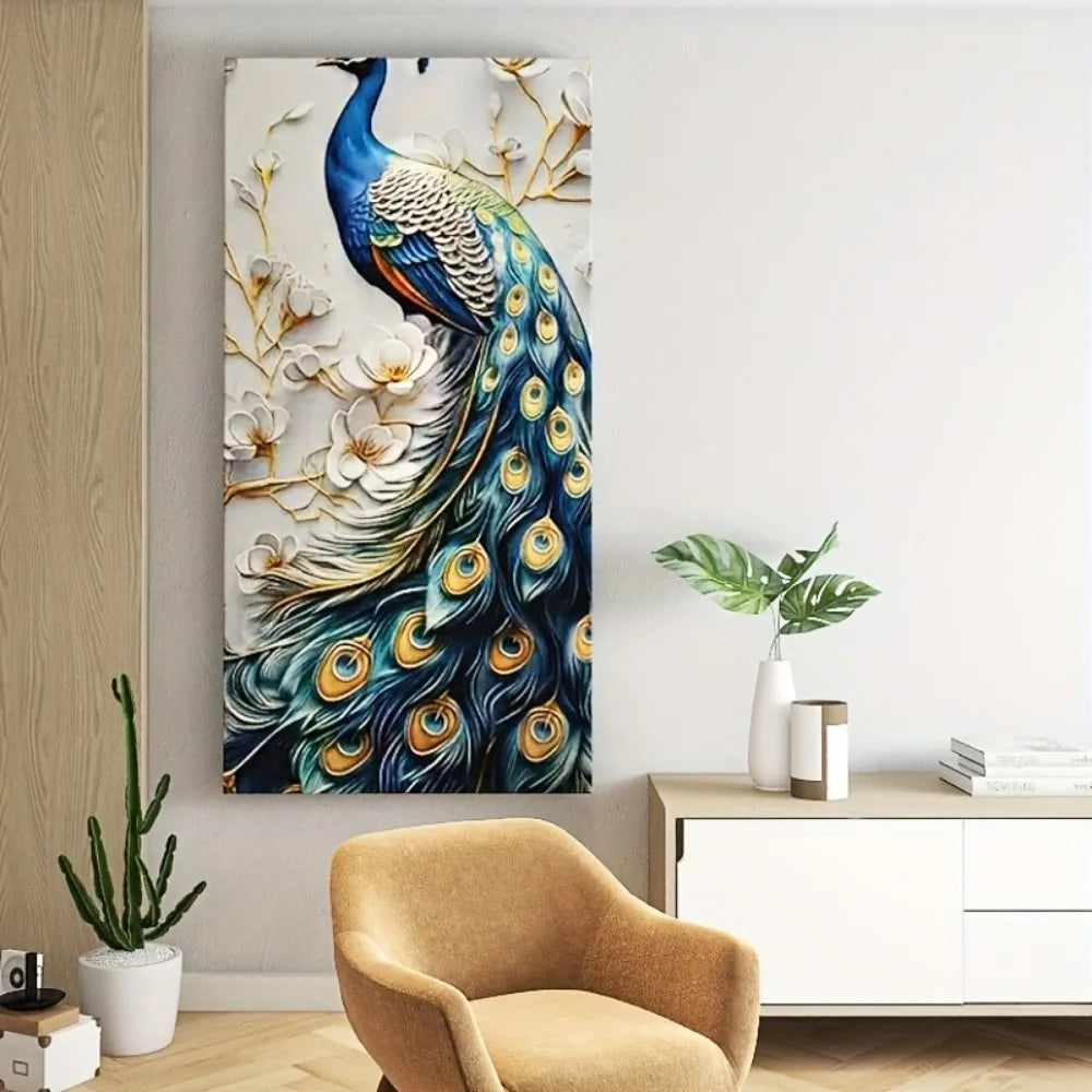 Hign-concerned Peacock Canvas Wall Art With Wood Frame