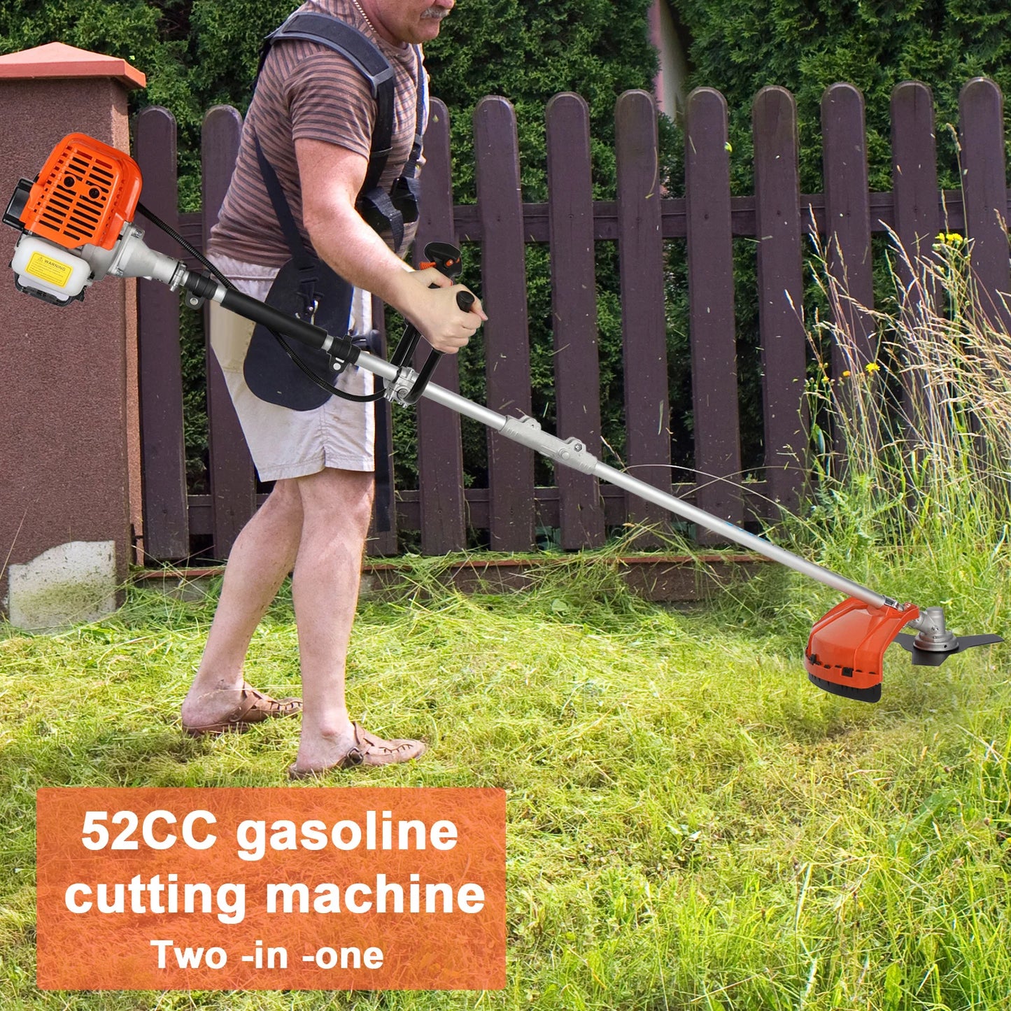 Gas String Trimmer 52cc Weed Wacker 2 in 1 Cordless Hedge Trimmer Brush Cutter