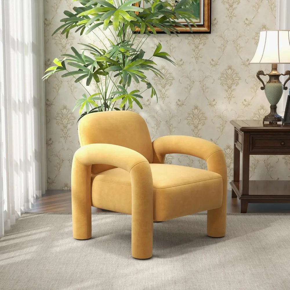 Modern Velvet Accent Chair Set of 2 Cozy Tufted Barrel Armchairs for Living Room